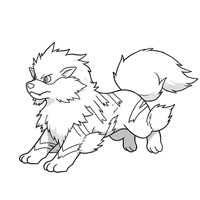 A coloring page of Arcanine