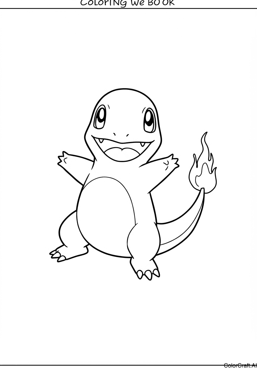 A coloring page of Charmander