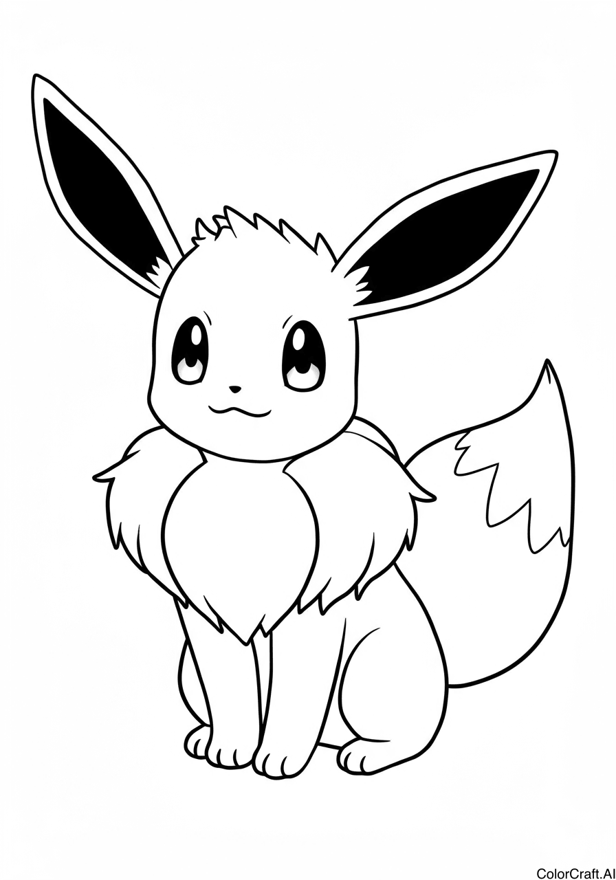 A coloring page of Eevee
