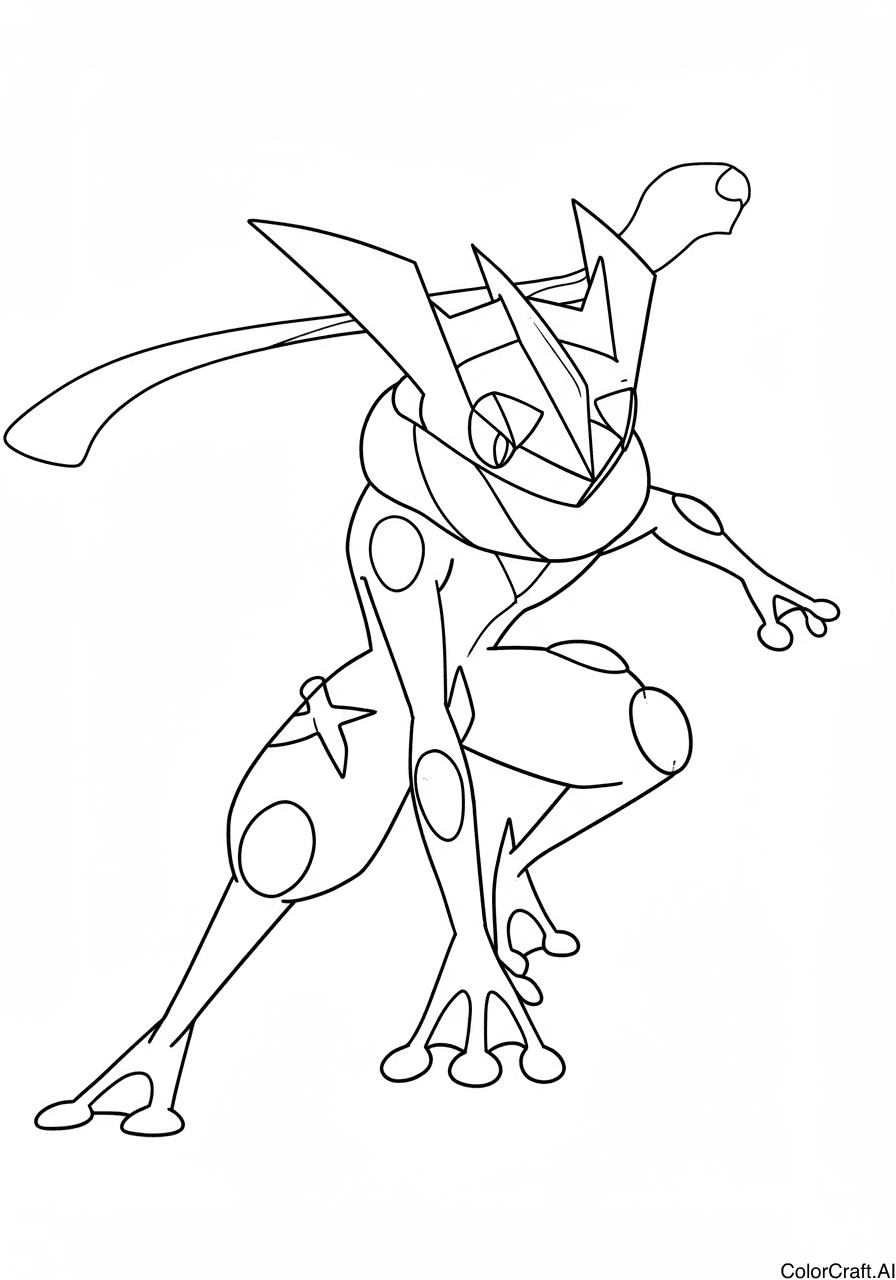 A coloring page of Greninja