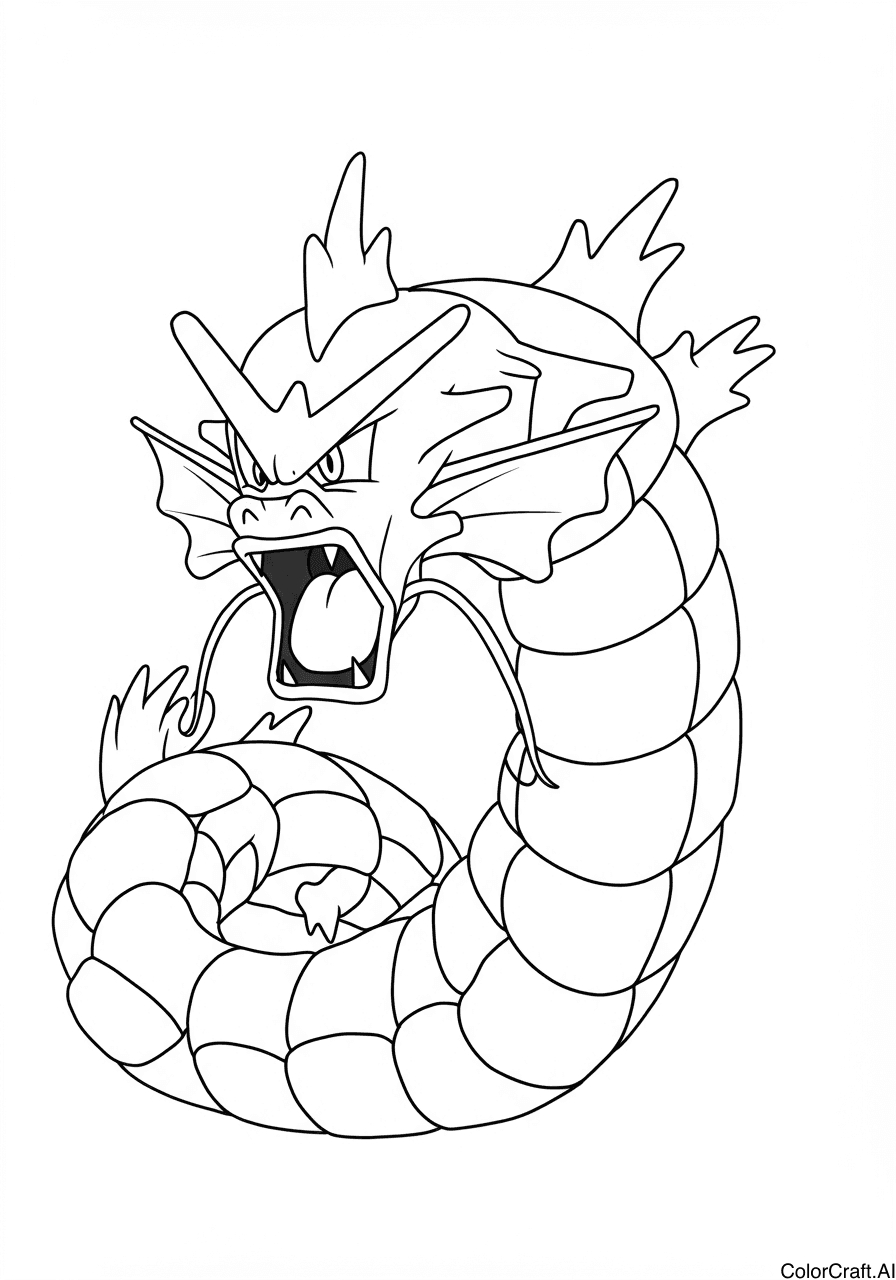 A coloring page of Gyarados