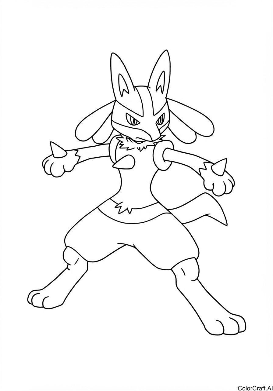 A coloring page of Lucario