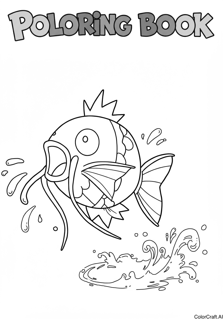 A coloring page of Magikarp