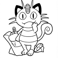 A coloring page of Meowth