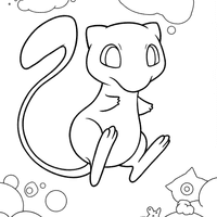A coloring page of Mew