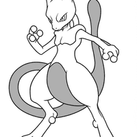 A coloring page of Mewtwo