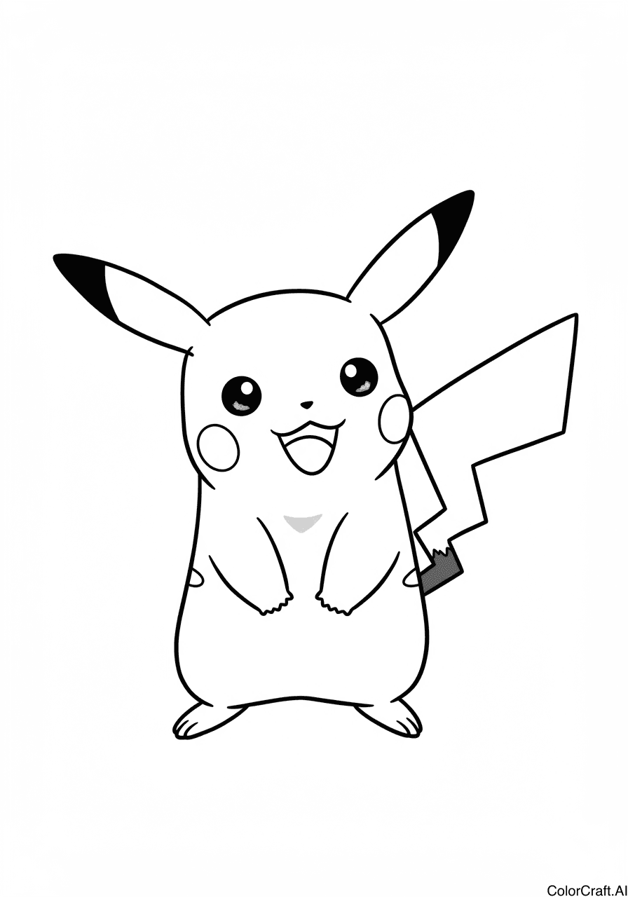 A coloring page of Pikachu