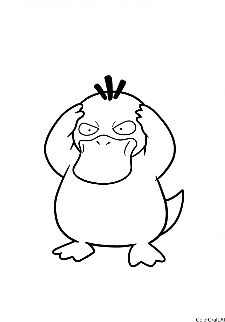 A coloring page of Psyduck