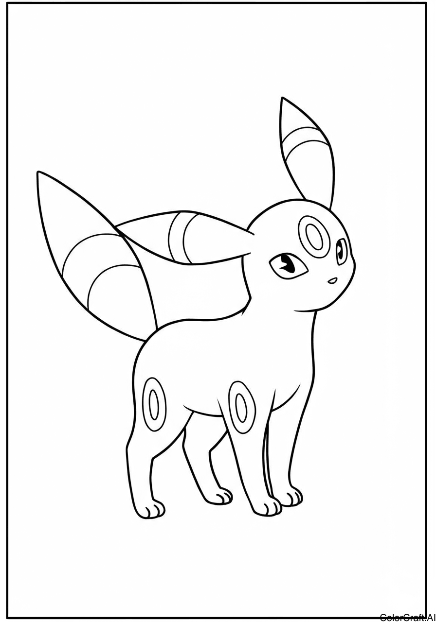 A coloring page of Umbreon