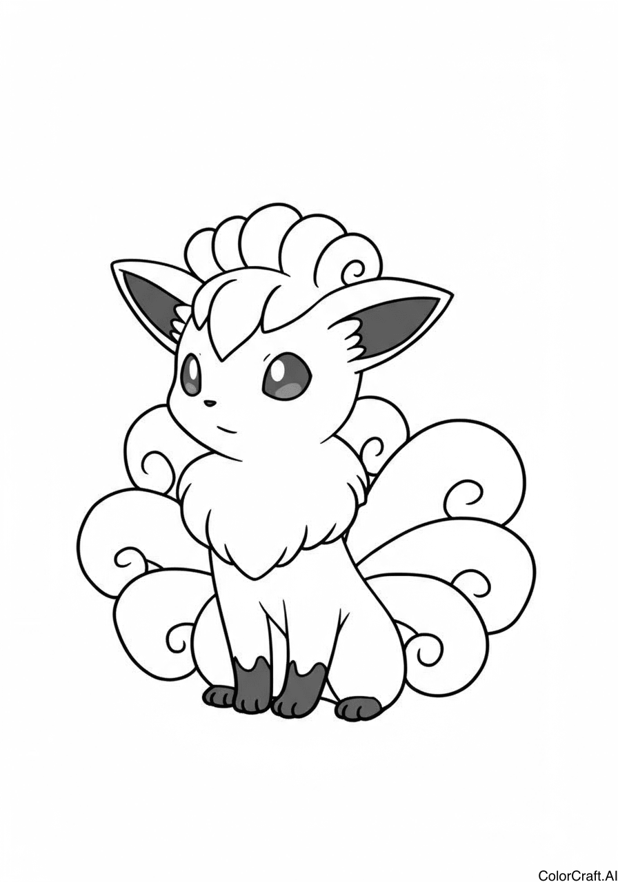A coloring page of Vulpix