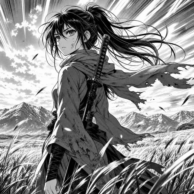 Manga, black & white comic style example
