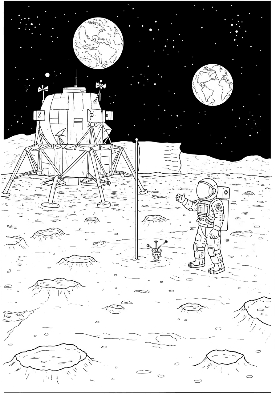 Astronaut on Moon with flag