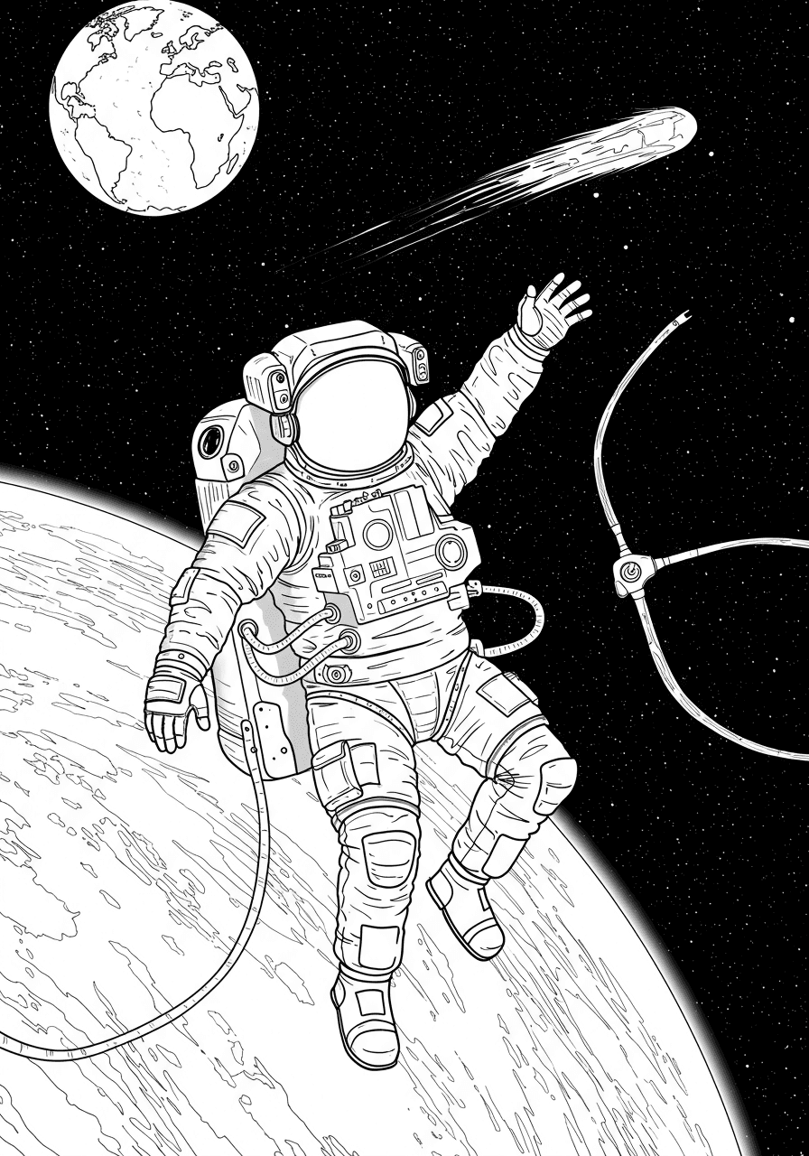 Astronaut in space with Earth