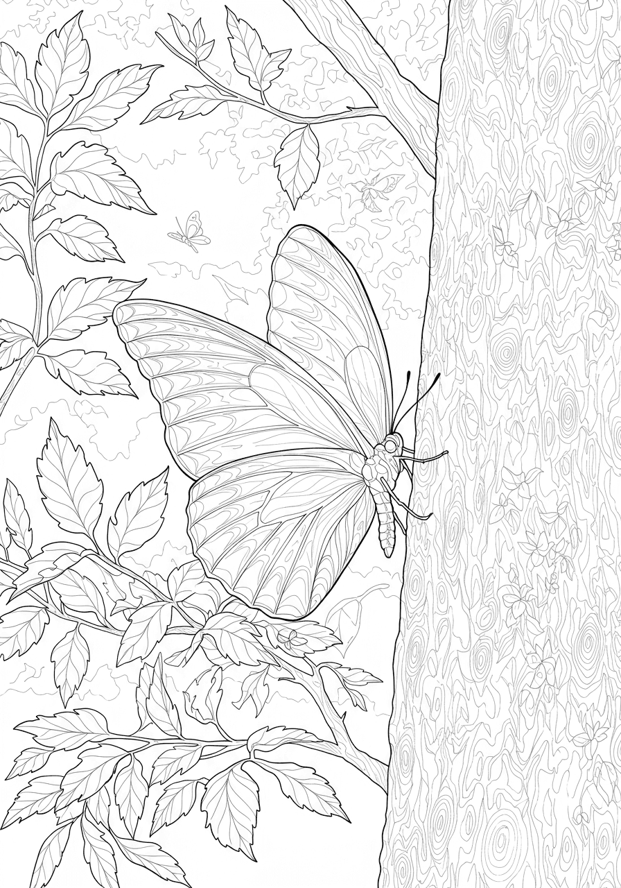 Butterfly on tree branch