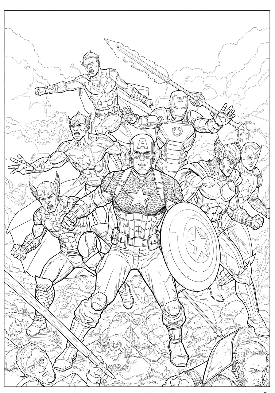 Captain America leading Avengers