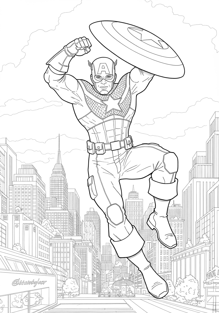Captain America leaping with shield