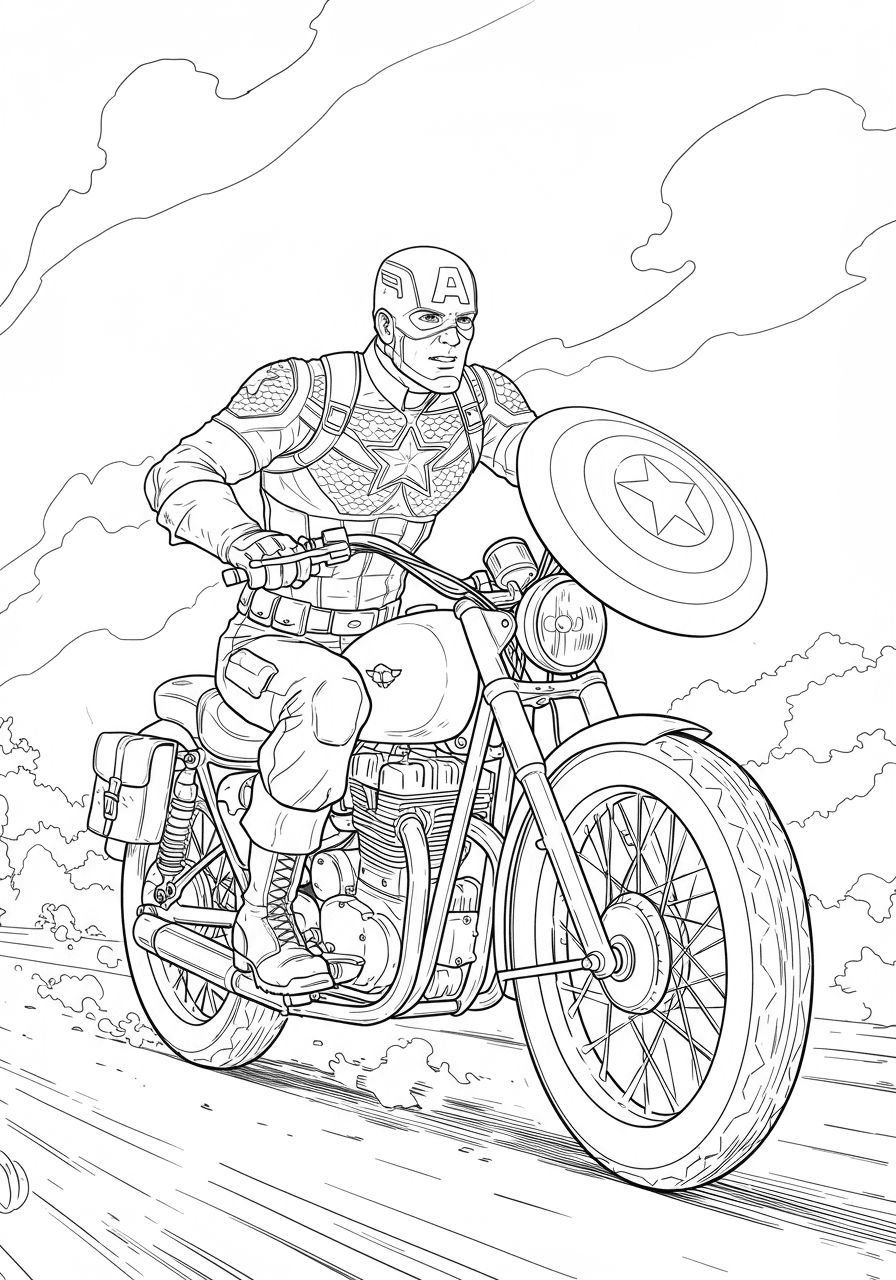 Captain America riding motorcycle