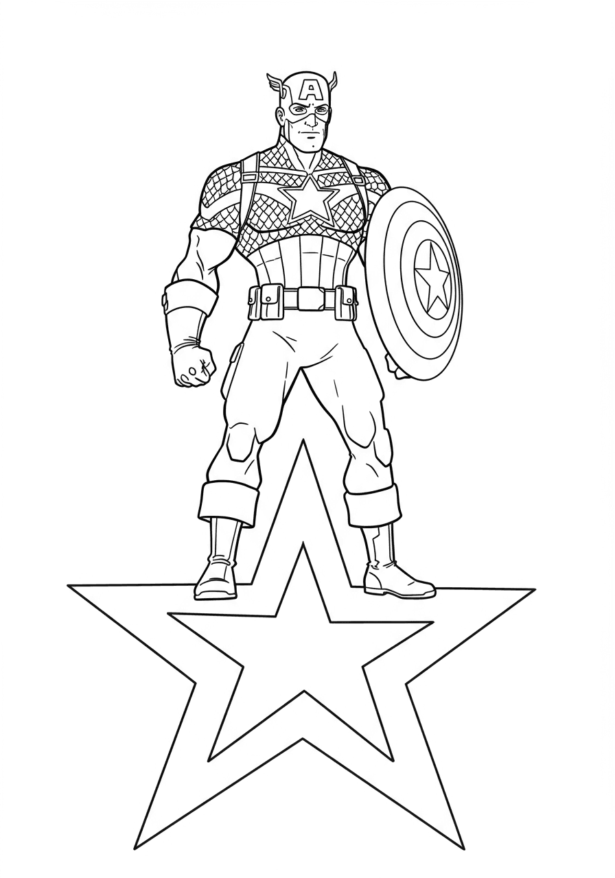 Captain America standing on star simple