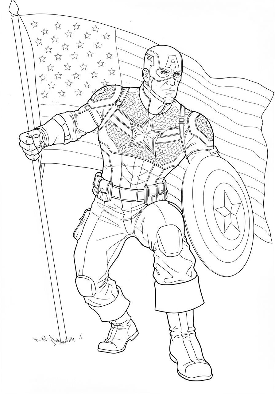 Captain America patriotic pose