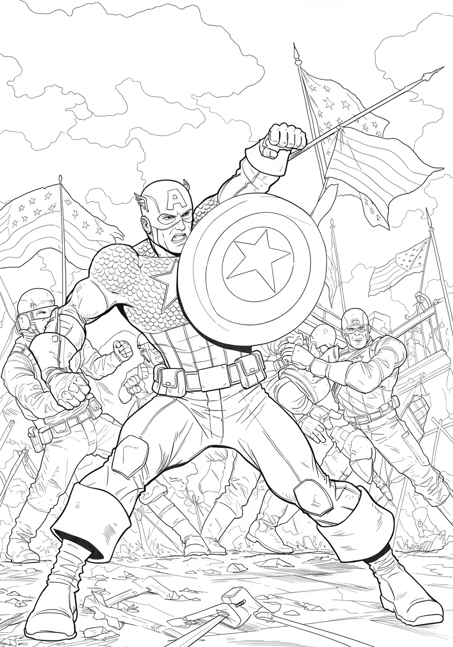 Captain America blocking with shield