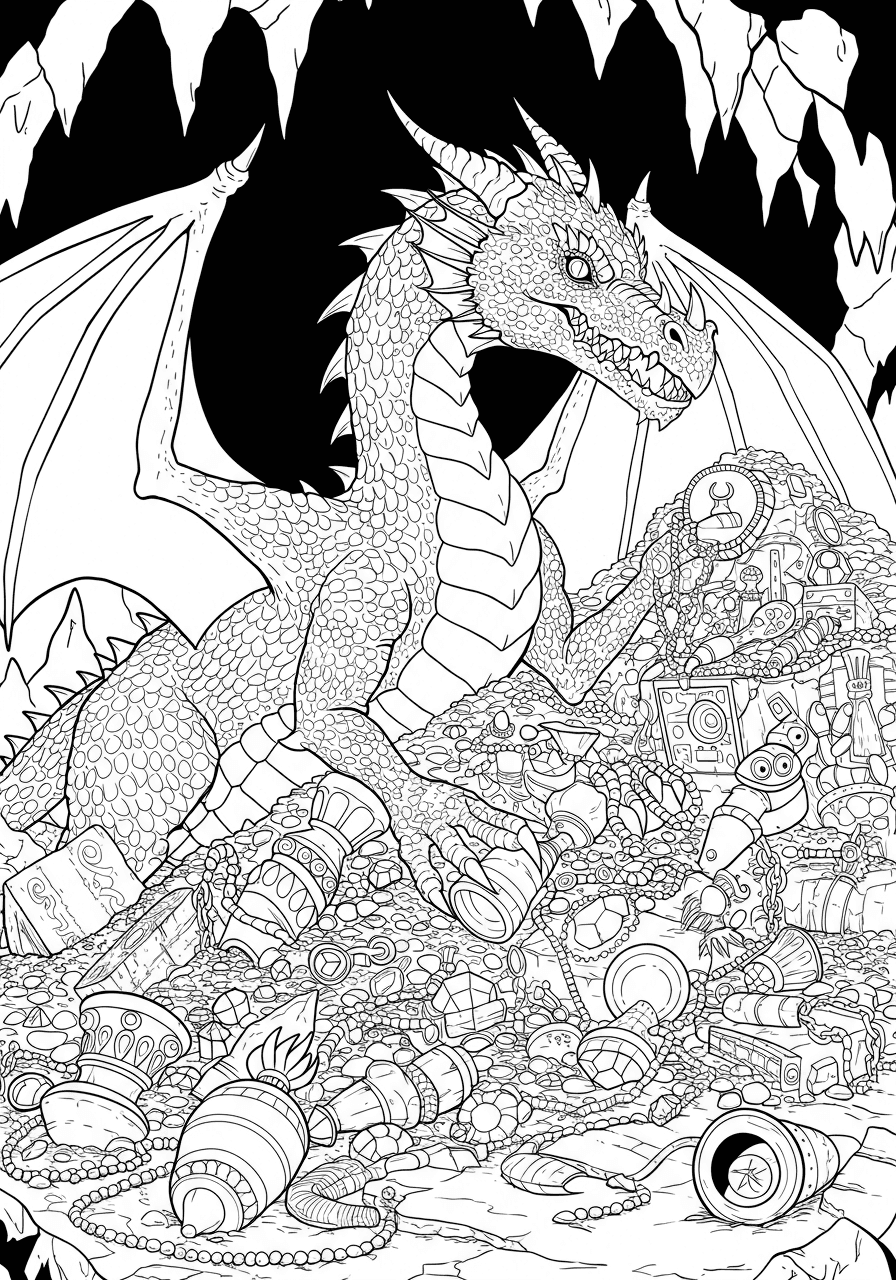 Dragon guarding treasure