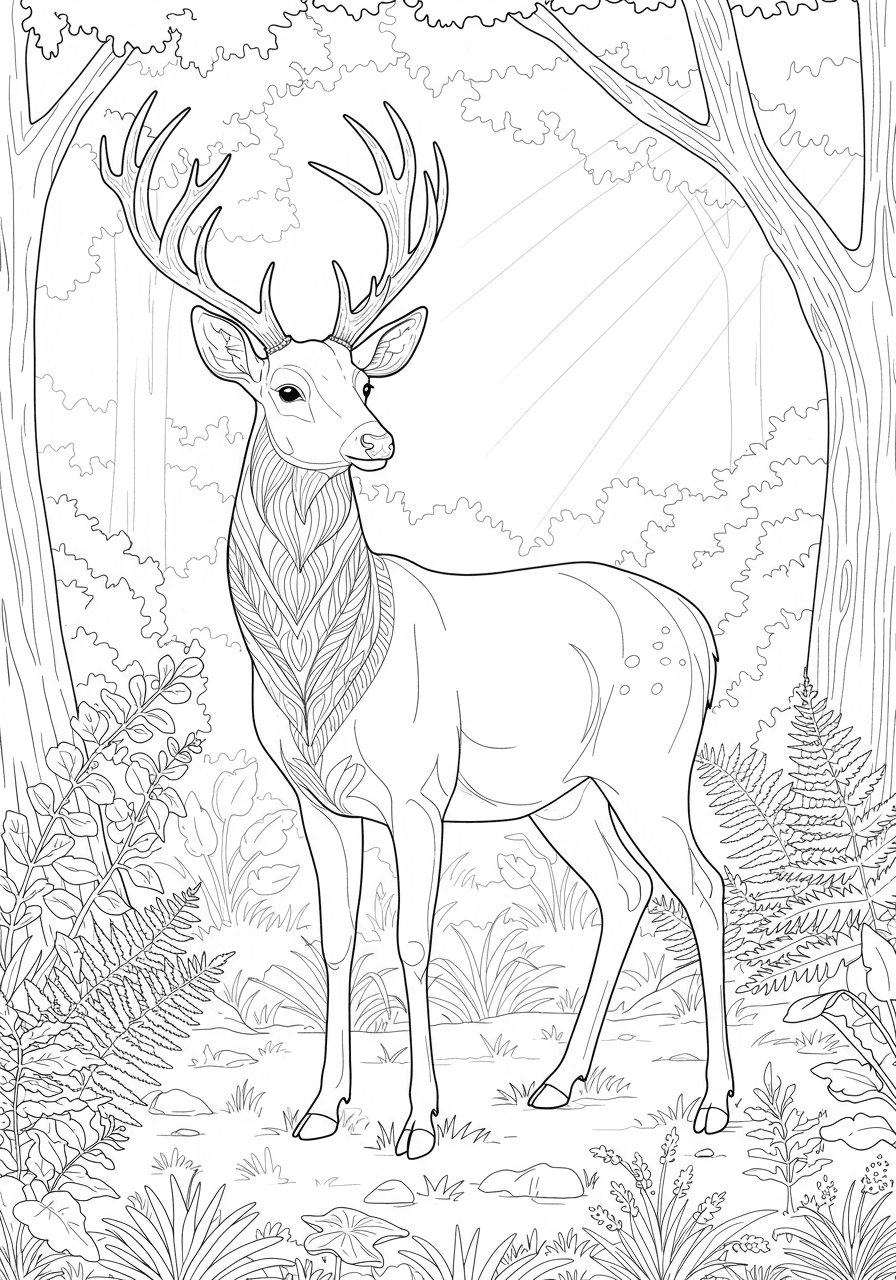 Deer in forest clearing