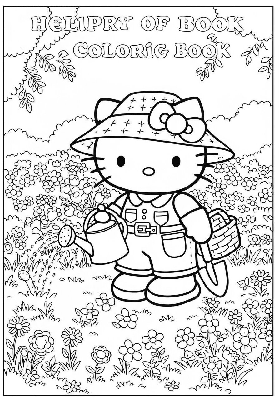 Hello Kitty as gardener