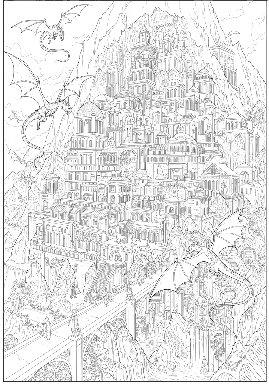 Intricate ancient dragon city