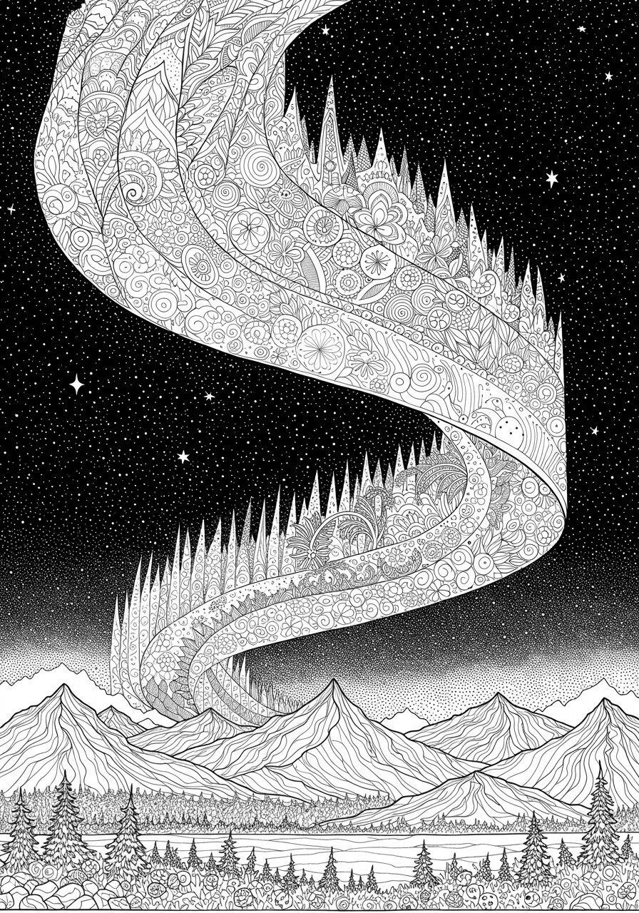 Intricate Aurora Borealis sky