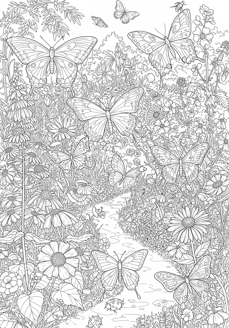 Intricate butterfly garden ecosystem