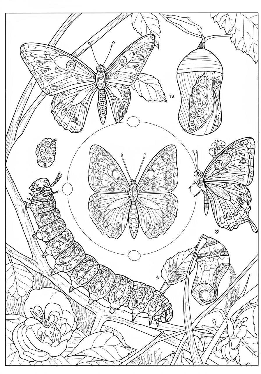 Intricate butterfly life cycle