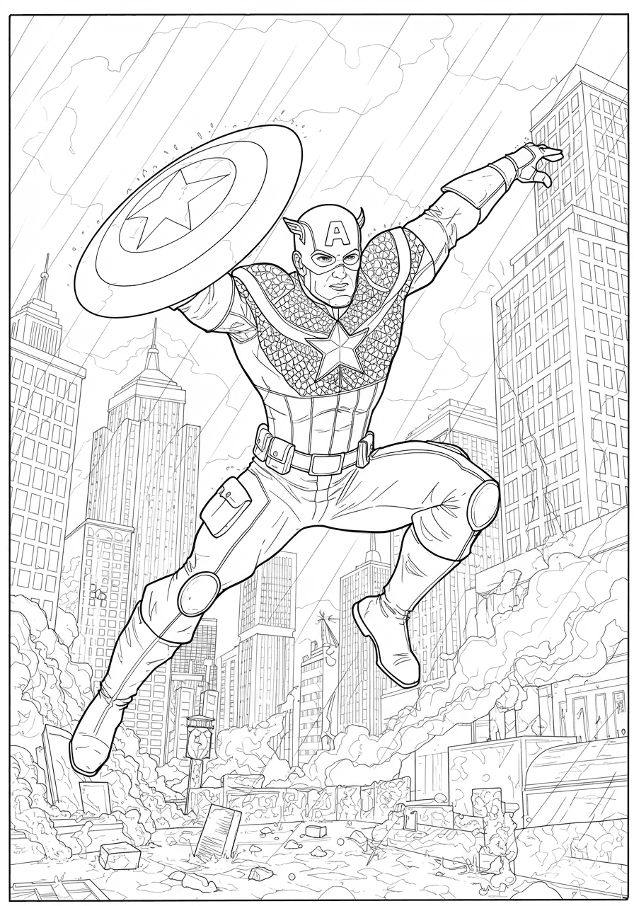 Intricate Captain America epic leap