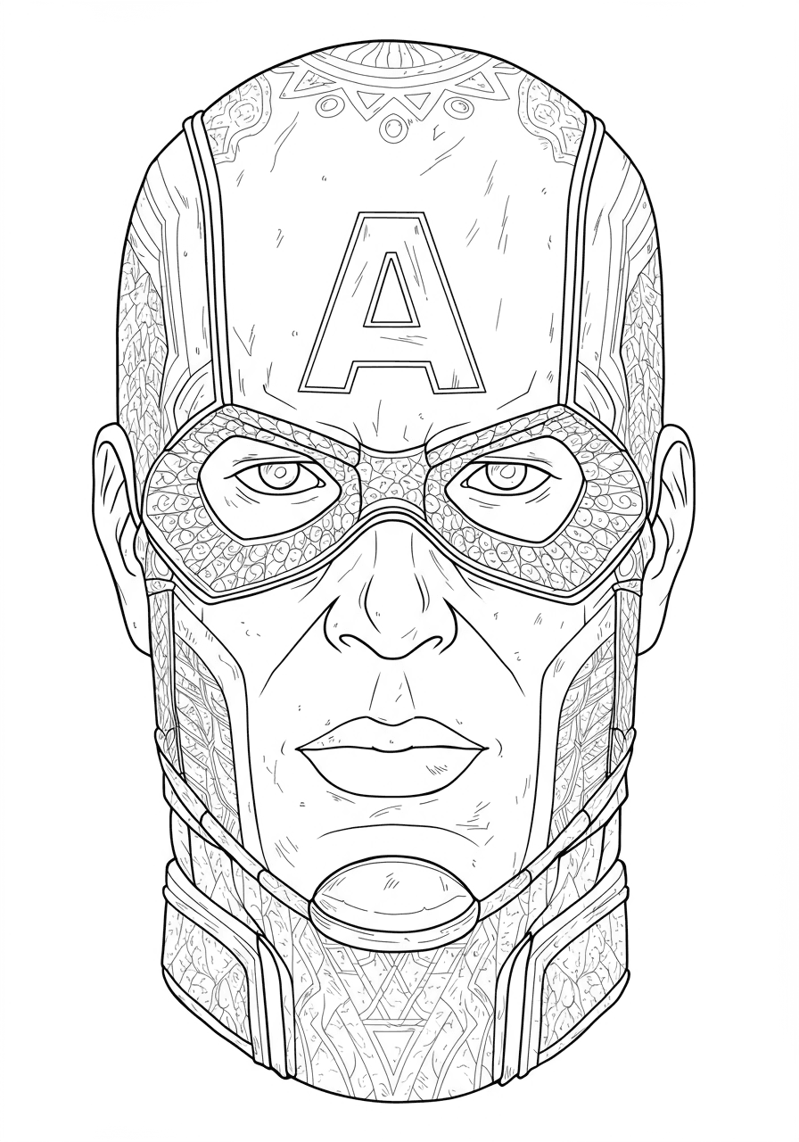 Intricate Captain America helmet