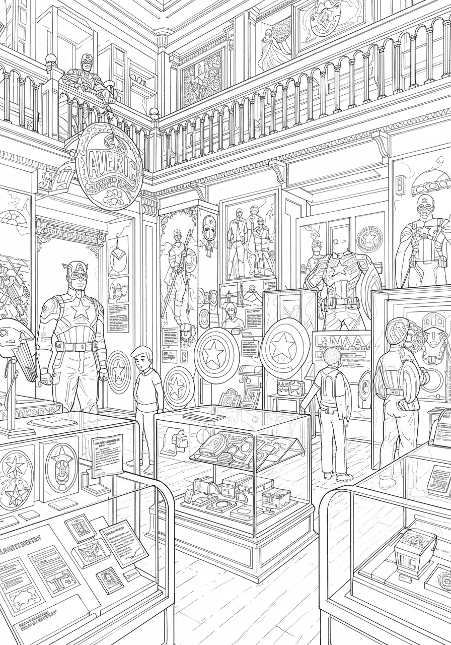Intricate Captain America museum exhibit