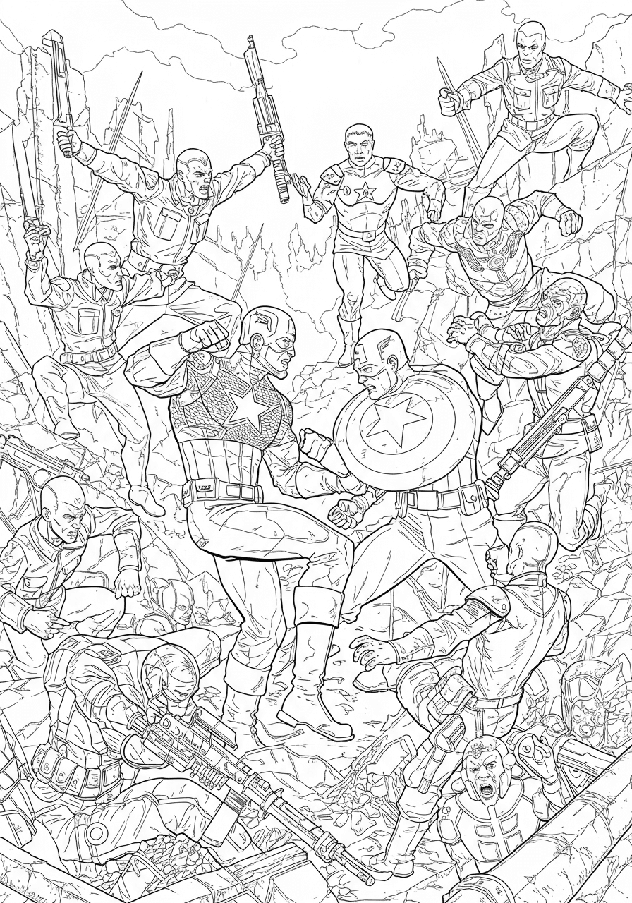 Intricate Captain America vs Hydra