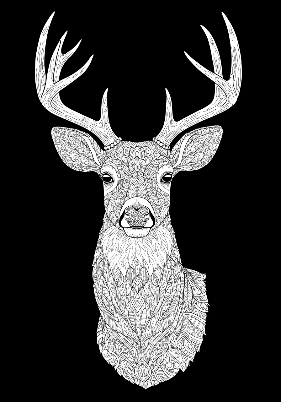 Intricate deer head bust