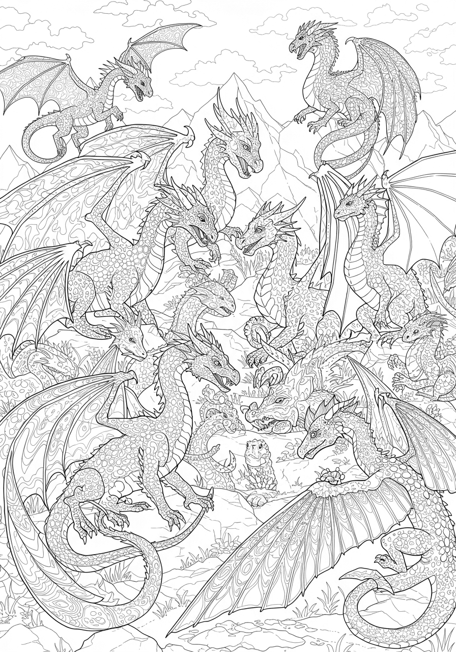 Intricate dragon clan gathering