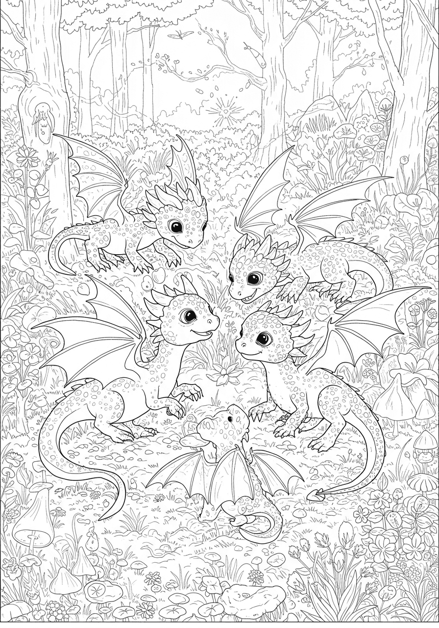 Intricate dragon hatchling playtime