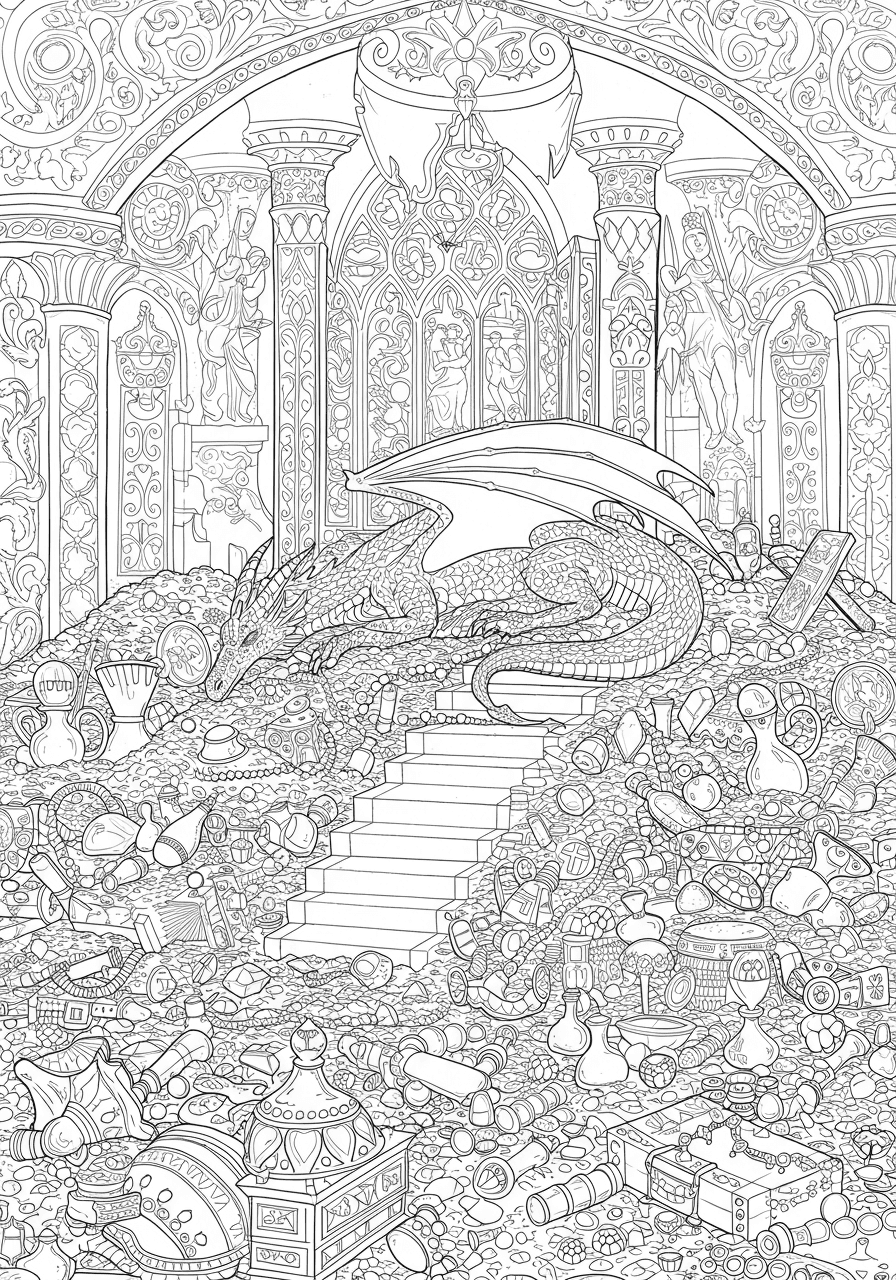 Intricate dragon lair treasury