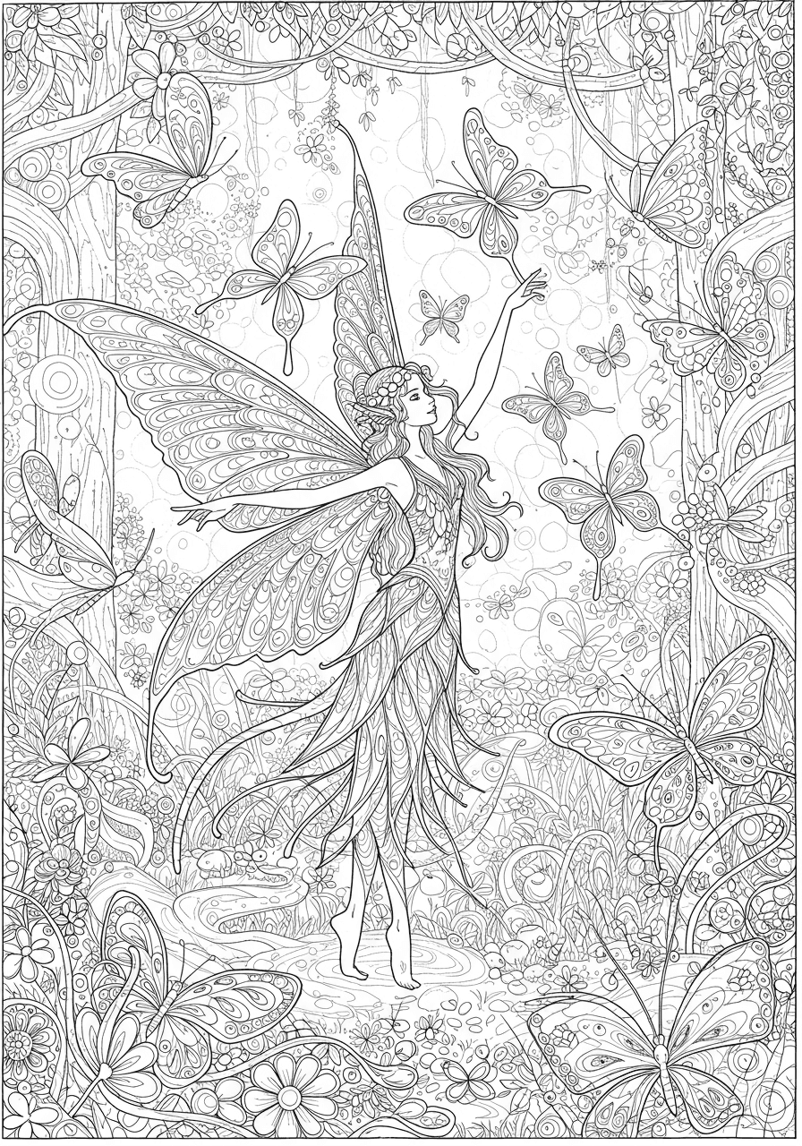 Intricate fairy and butterfly dance