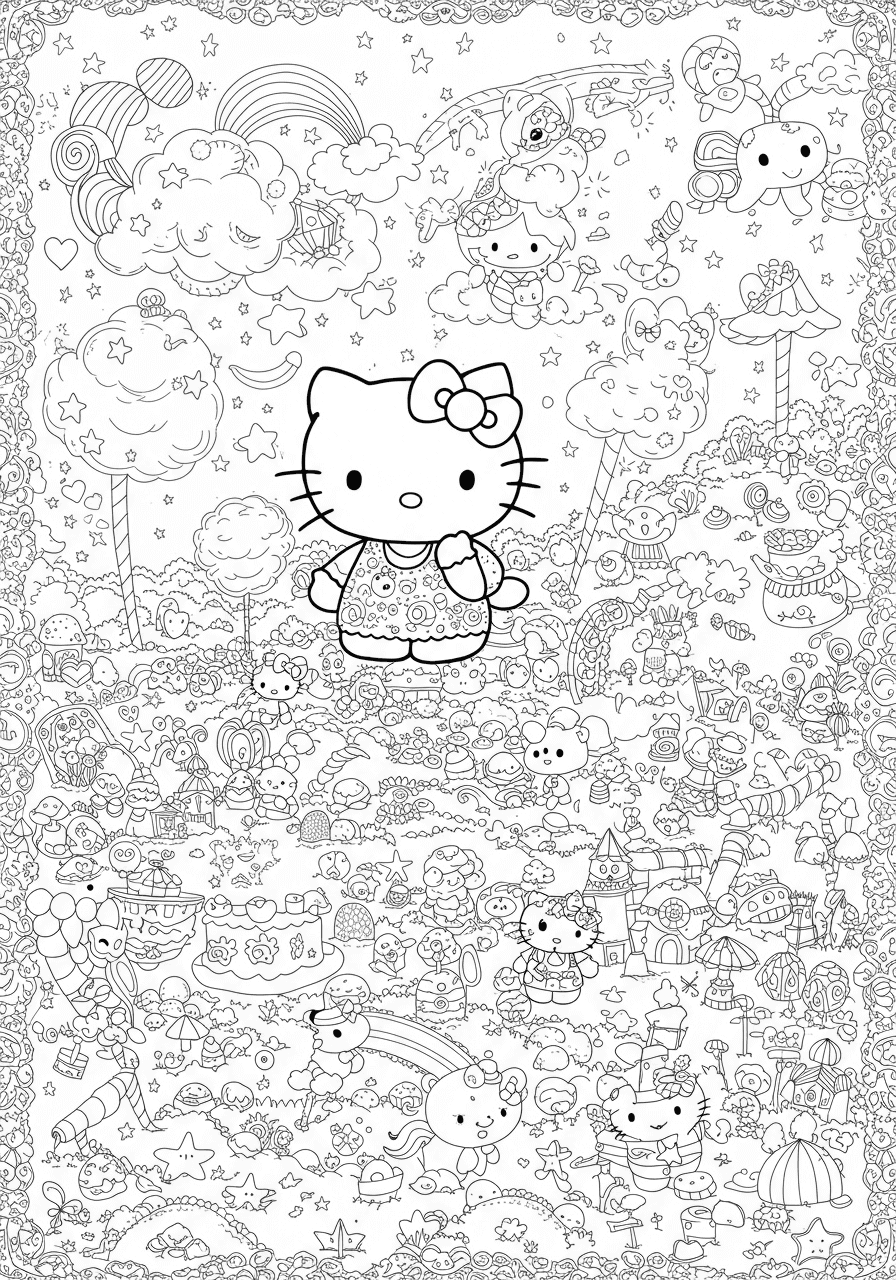 Intricate Hello Kitty dream world