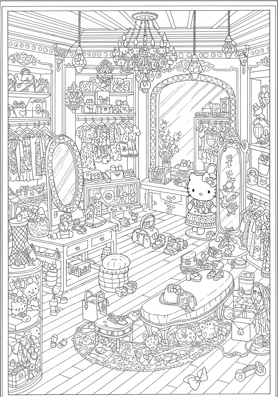 Intricate Hello Kitty fashion boutique
