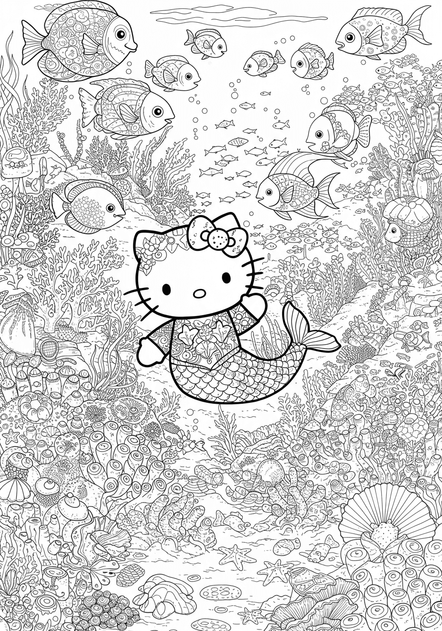 Intricate Hello Kitty underwater
