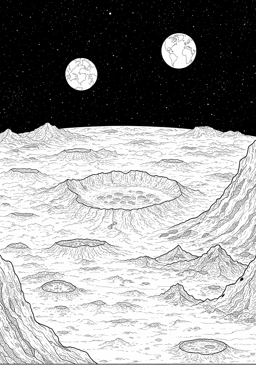 Intricate lunar landscape