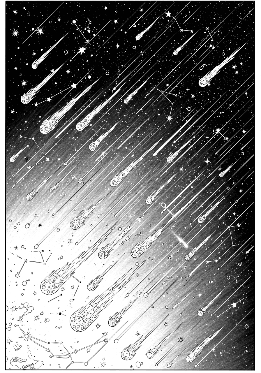 Intricate meteor shower