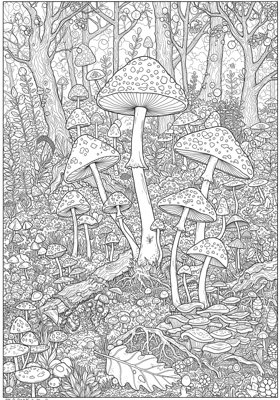 Intricate mushroom ecosystem