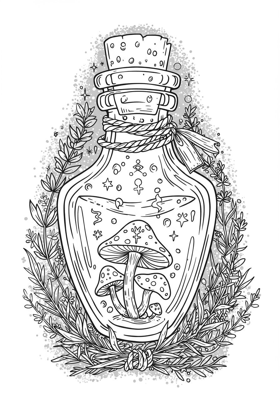 Intricate mushroom elixir potion