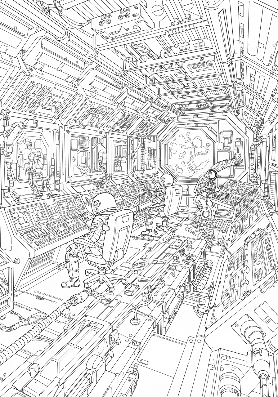 Intricate space station interior