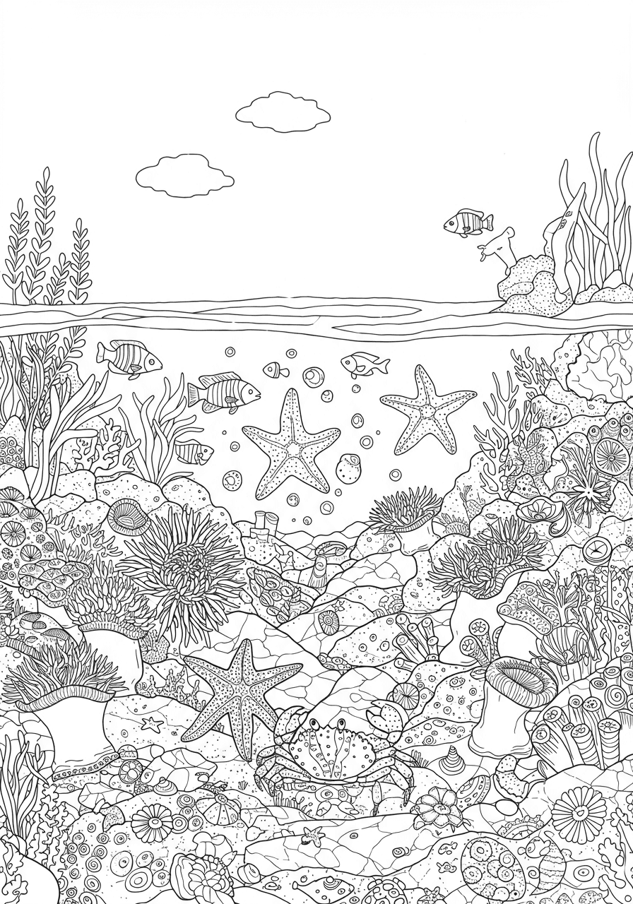 Intricate tide pool ecosystem
