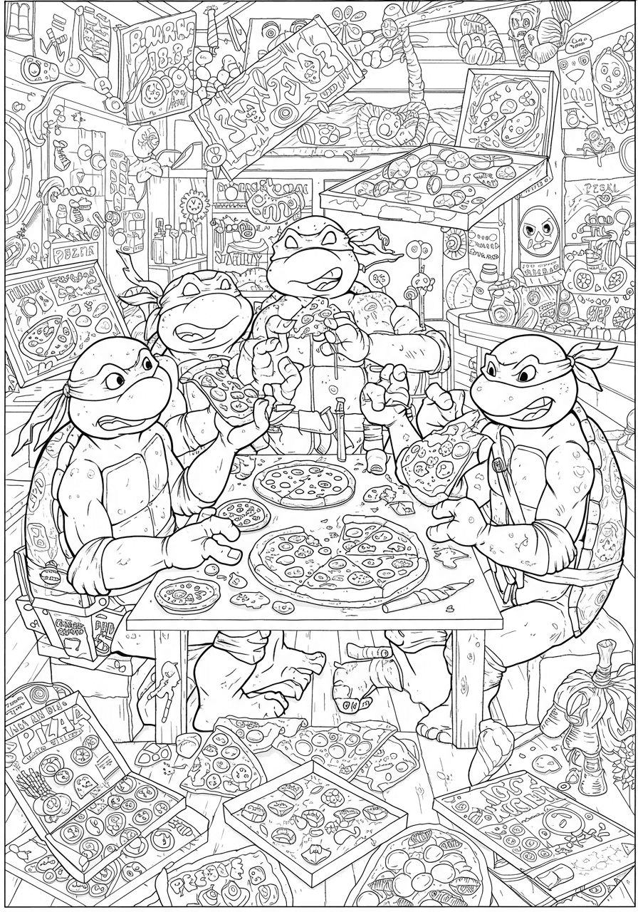 Intricate TMNT pizza party